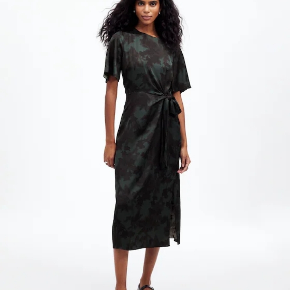 NWT Madewell Tie-Waist Midi Dress in Floral